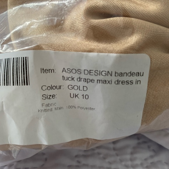 NWT ASOS DESIGN BANDEAU TUCK DRAPE MAXI DRESS IN GOLD - Picture 11 of 11